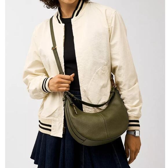 Fossil Women's Loden Green Shae Hobo Bag Size Small - Picture 1 of 12